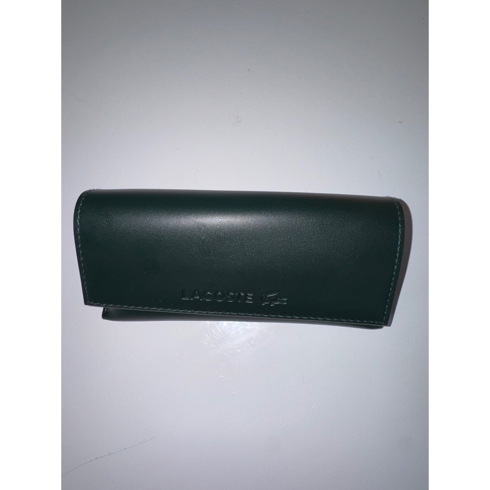 Lacoste Green Faux Leather Eyeglass Sunglasses Case Embossed Logo Snap Closure